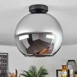 Suspension Verre Fumé-hofstein Plafonnier Verre 30 cm Koyoto Chrome, Fumé, 1 lumière