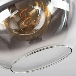 Suspension Verre Fumé-hofstein Plafonnier Verre 30 cm Koyoto Chrome, Clair, Fumé, 1 lumière