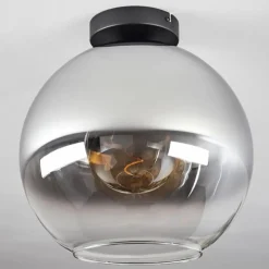 Suspension Verre Fumé-hofstein Plafonnier Verre 30 cm Koyoto Chrome, Clair, Fumé, 1 lumière