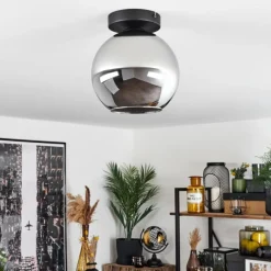 Suspension Verre Fumé-hofstein Plafonnier Verre 20 cm Koyoto Chrome, Fumé, 1 lumière