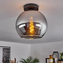 Suspension Verre Fumé-hofstein Plafonnier Verre 25 cm Koyoto Chrome, Fumé, 1 lumière