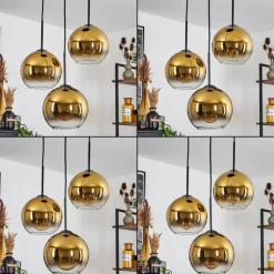 hofstein Plafonnier Verre 20 cm Koyoto Or, Clair, 3 lumières