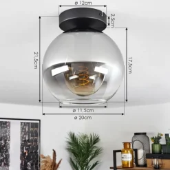 Suspension Verre Fumé-hofstein Plafonnier Verre 20 cm Koyoto Clair, Fumé, 1 lumière