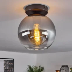 Suspension Verre Fumé-hofstein Plafonnier Verre 20 cm Koyoto Clair, Fumé, 1 lumière