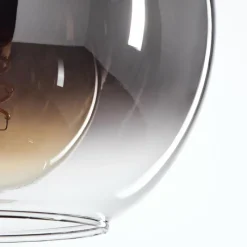 Suspension Verre Fumé-hofstein Plafonnier Verre 20 cm Koyoto Chrome, Clair, Fumé, 3 lumières