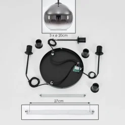 Suspension Verre Fumé-hofstein Plafonnier Verre 20 cm Koyoto Chrome, Clair, Fumé, 3 lumières