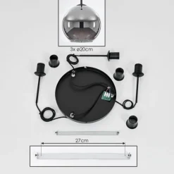 Suspension Verre Fumé-hofstein Plafonnier Verre 20 cm Koyoto Chrome, Fumé, 3 lumières