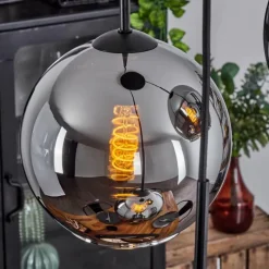 Suspension Verre Fumé-hofstein Plafonnier Verre 20 cm Koyoto Chrome, Fumé, 3 lumières