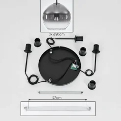 Suspension Verre Fumé-hofstein Plafonnier Verre 20 cm Koyoto Clair, Fumé, 3 lumières