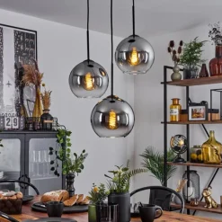 Suspension Verre Fumé-hofstein Plafonnier Verre 20 cm Koyoto Clair, Fumé, 3 lumières