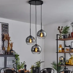 Suspension Verre Fumé-hofstein Plafonnier Verre 20 cm Koyoto Clair, Fumé, 3 lumières