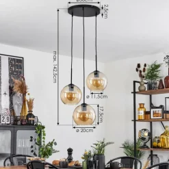 hofstein Plafonnier Verre 20 cm Koyoto Ambre, 3 lumières