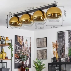 hofstein Plafonnier Verre 30 cm Koyoto Or, Clair, 4 lumières