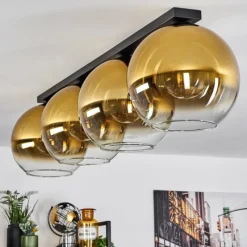 hofstein Plafonnier Verre 30 cm Koyoto Or, Clair, 4 lumières