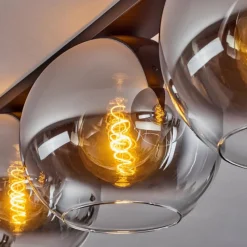 Suspension Verre Fumé-hofstein Plafonnier Verre 30 cm Koyoto Chrome, Clair, Fumé, 4 lumières