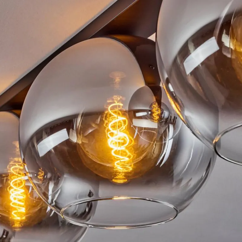 Suspension Verre Fumé-hofstein Plafonnier Verre 30 cm Koyoto Chrome, Clair, Fumé, 4 lumières