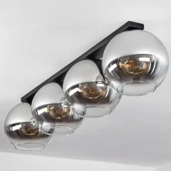 Suspension Verre Fumé-hofstein Plafonnier Verre 30 cm Koyoto Chrome, Clair, Fumé, 4 lumières