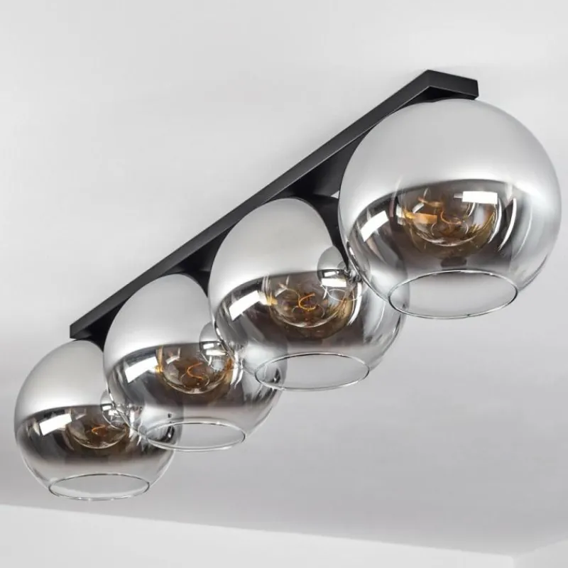 Suspension Verre Fumé-hofstein Plafonnier Verre 30 cm Koyoto Chrome, Clair, Fumé, 4 lumières