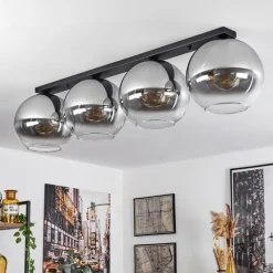 Suspension Verre Fumé-hofstein Plafonnier Verre 30 cm Koyoto Clair, Fumé, 4 lumières