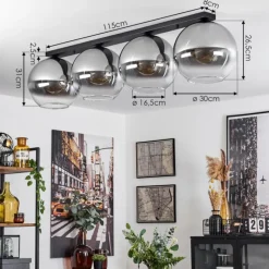 Suspension Verre Fumé-hofstein Plafonnier Verre 30 cm Koyoto Clair, Fumé, 4 lumières