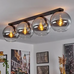 Suspension Verre Fumé-hofstein Plafonnier Verre 30 cm Koyoto Clair, Fumé, 4 lumières