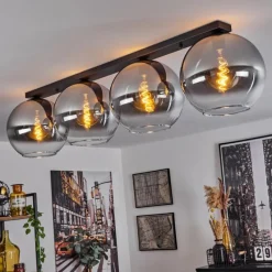 Suspension Verre Fumé-hofstein Plafonnier Verre 30 cm Koyoto Clair, Fumé, 4 lumières