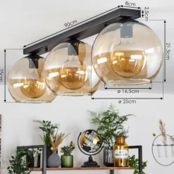 hofstein Plafonnier Verre 25 cm Koyoto Ambre, 3 lumières