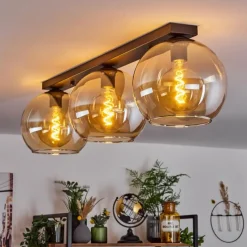hofstein Plafonnier Verre 25 cm Koyoto Ambre, 3 lumières