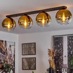 hofstein Plafonnier Verre 25 cm Koyoto Or, Clair, 4 lumières