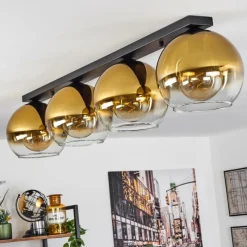 hofstein Plafonnier Verre 25 cm Koyoto Or, Clair, 4 lumières