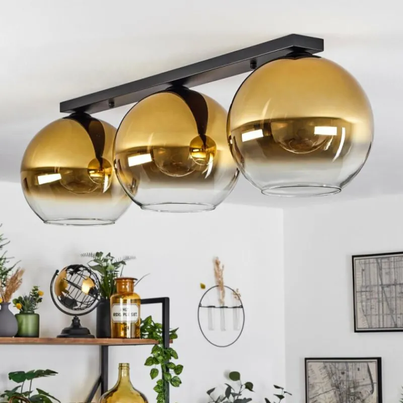 hofstein Plafonnier Verre 30 cm Koyoto Or, Clair, 3 lumières