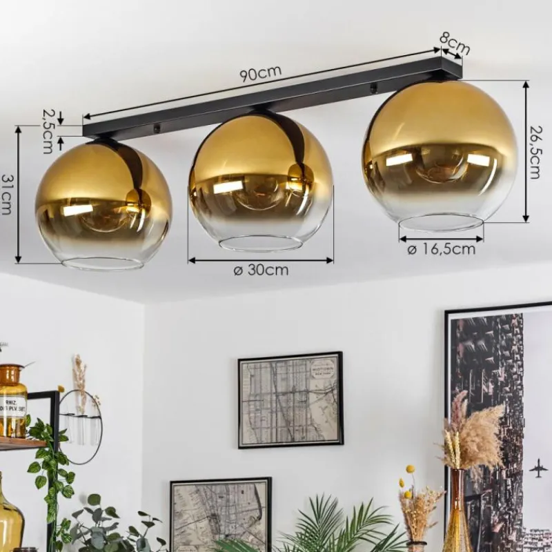 hofstein Plafonnier Verre 30 cm Koyoto Or, Clair, 3 lumières