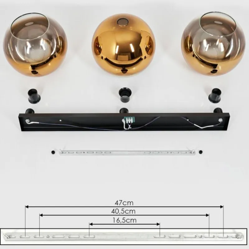 hofstein Plafonnier Verre 30 cm Koyoto Or, Clair, 3 lumières