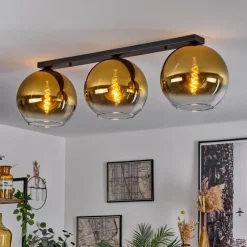 hofstein Plafonnier Verre 30 cm Koyoto Or, Clair, 3 lumières