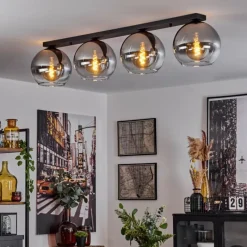 Suspension Verre Fumé-hofstein Plafonnier Verre 25 cm Koyoto Clair, Fumé, 4 lumières