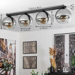 Suspension Verre Fumé-hofstein Plafonnier Verre 25 cm Koyoto Clair, Fumé, 4 lumières