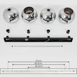 Suspension Verre Fumé-hofstein Plafonnier Verre 30 cm Koyoto Chrome, Fumé, 4 lumières