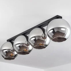 Suspension Verre Fumé-hofstein Plafonnier Verre 30 cm Koyoto Chrome, Fumé, 4 lumières