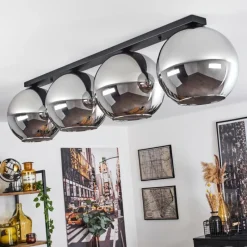 Suspension Verre Fumé-hofstein Plafonnier Verre 30 cm Koyoto Chrome, Fumé, 4 lumières