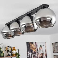 Suspension Verre Fumé-hofstein Plafonnier Verre 25 cm Koyoto Chrome, Fumé, 4 lumières