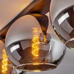 Suspension Verre Fumé-hofstein Plafonnier Verre 25 cm Koyoto Chrome, Fumé, 4 lumières