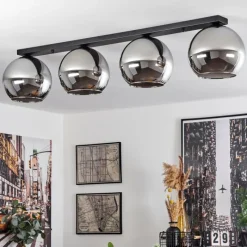 Suspension Verre Fumé-hofstein Plafonnier Verre 25 cm Koyoto Chrome, Fumé, 4 lumières