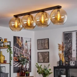 hofstein Plafonnier Verre 30 cm Koyoto Ambre, 4 lumières