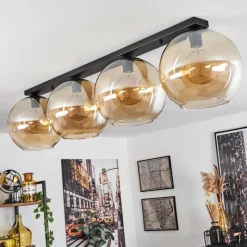 hofstein Plafonnier Verre 30 cm Koyoto Ambre, 4 lumières