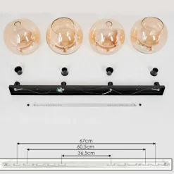 hofstein Plafonnier Verre 30 cm Koyoto Ambre, 4 lumières