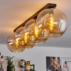 hofstein Plafonnier Verre 30 cm Koyoto Ambre, 4 lumières