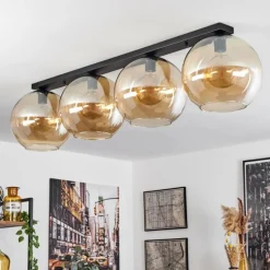 hofstein Plafonnier Verre 30 cm Koyoto Ambre, 4 lumières