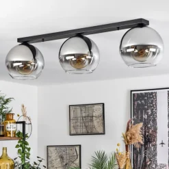 Suspension Verre Fumé-hofstein Plafonnier Verre 25 cm Koyoto Chrome, Clair, Fumé, 3 lumières