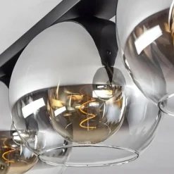 Suspension Verre Fumé-hofstein Plafonnier Verre 25 cm Koyoto Chrome, Clair, Fumé, 3 lumières