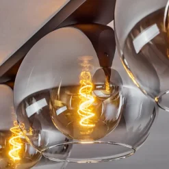 Suspension Verre Fumé-hofstein Plafonnier Verre 25 cm Koyoto Chrome, Clair, Fumé, 3 lumières